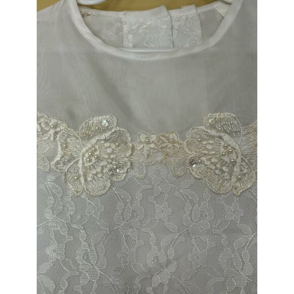 White junior bridesmaid's dress, 14 1/2, vintage, lace, long, special occasion - Picture 3 of 6